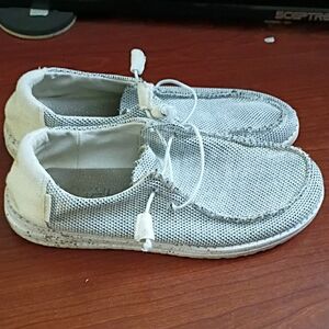 Hey Dude Women's Light Gray Canvas Slip-On Shoes